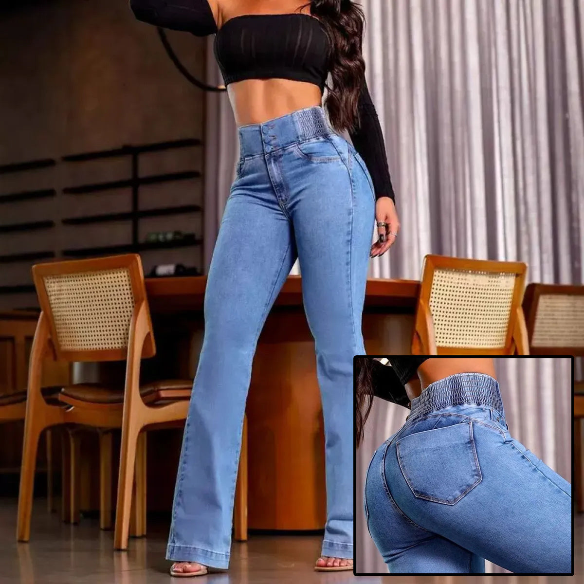 Jean Slim Séduction – Détail Boutons & Fronces Dos