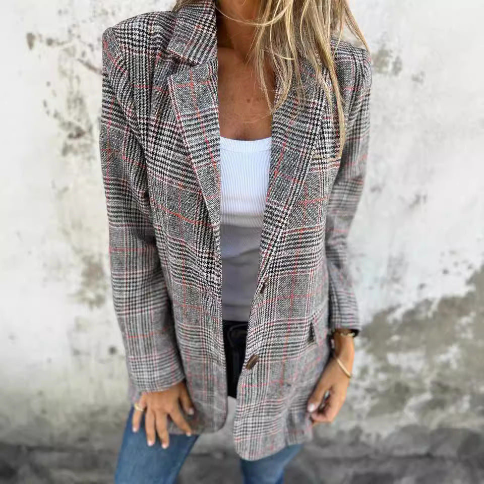 Veste Rétro Femme Houndstooth – Élégante et Polyvalente chez Dressing Chill