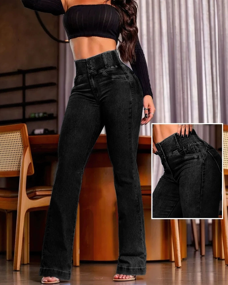 Jean Slim Séduction – Détail Boutons & Fronces Dos