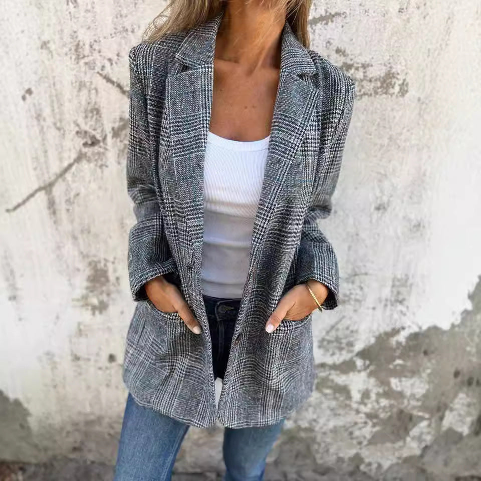 Veste Rétro Femme Houndstooth – Élégante et Polyvalente chez Dressing Chill